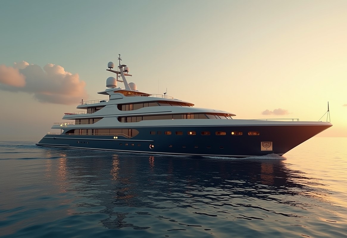 Luxury yacht at sunset